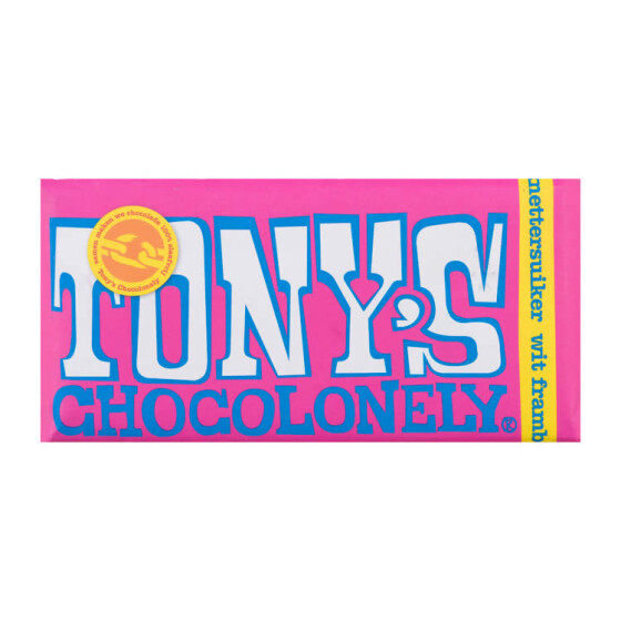 Tonys Chocolonely White Chocolate Raspberry Crispy Sugar 180g
