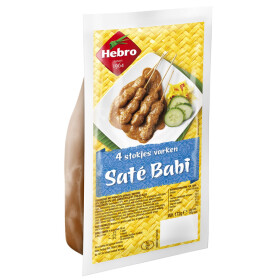Hebro Sate Portie - 12 Bags a 4 Sticks. Pork