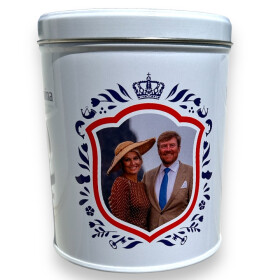 Fortuin tin king Willem-Alexander en Maxima Blauw Wilhelmina Pepermunt Peppermint 500g