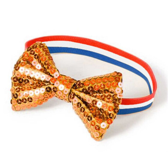 Rood Wit Blauw bracelet with orange glitter bow