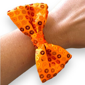 Rood Wit Blauw bracelet with orange glitter bow