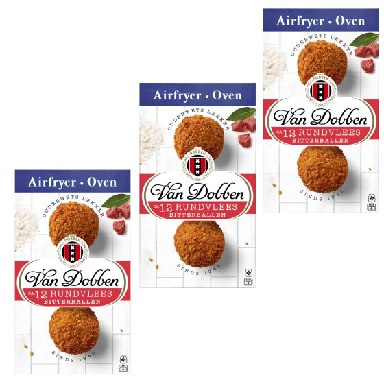 3x Van Dobben Backofen & Airfryer Rindfleisch Bitterballen 12 Stück (mhd 30.06.26)