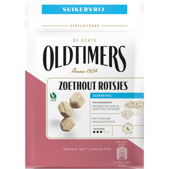 Oldtimers Zoethout Rotsjes sugar free 100g