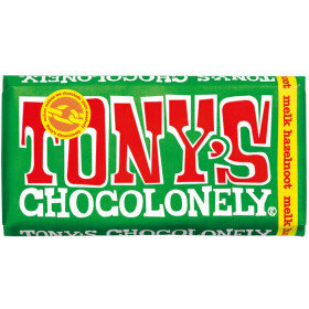 Tonys Chocolonely Milkchocolate 32% Hazelnut 180g  (BBD...