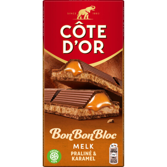 Cote dOr Bon Bon Bloc Milchschokolade Praliné & Karamel 200g