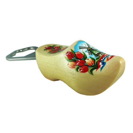 Bottle opener - Clog natur with tulips