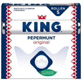 King Pepermunt Peppermint 5 rolls x 44g I Dutch Peppermint Mints
